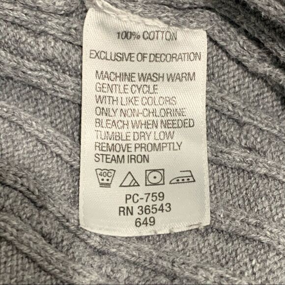 Izod Gray Cable Knit Crewneck Sweater — Size L - Picture 5 of 6